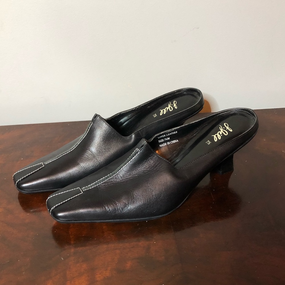 J.JILL MULES pumps soft BLACK LEATHER 7 1/2 women’s size 7.5 EUC